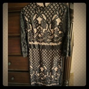 Black lace bell sleeve dress